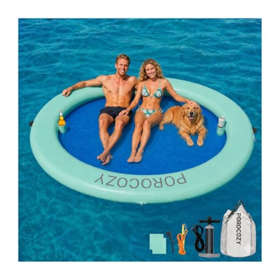 Pool Float Ring Inflatable - Isola Galleggiante Gonfiabile Rotonda 8ft/10ft/12ft in