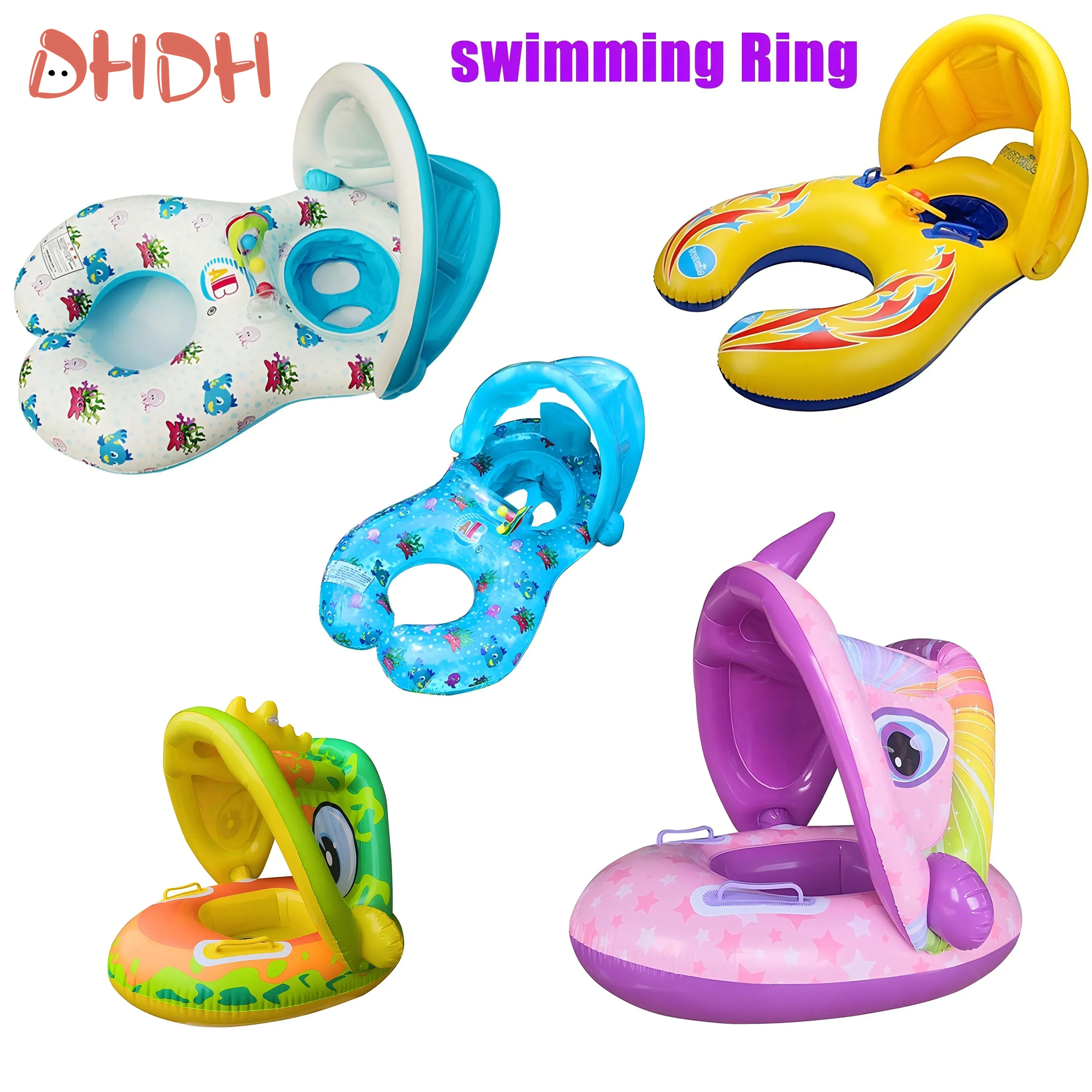 Pool Float Ring Inflatable - Galleggiante gonfiabile per neonati con parasole