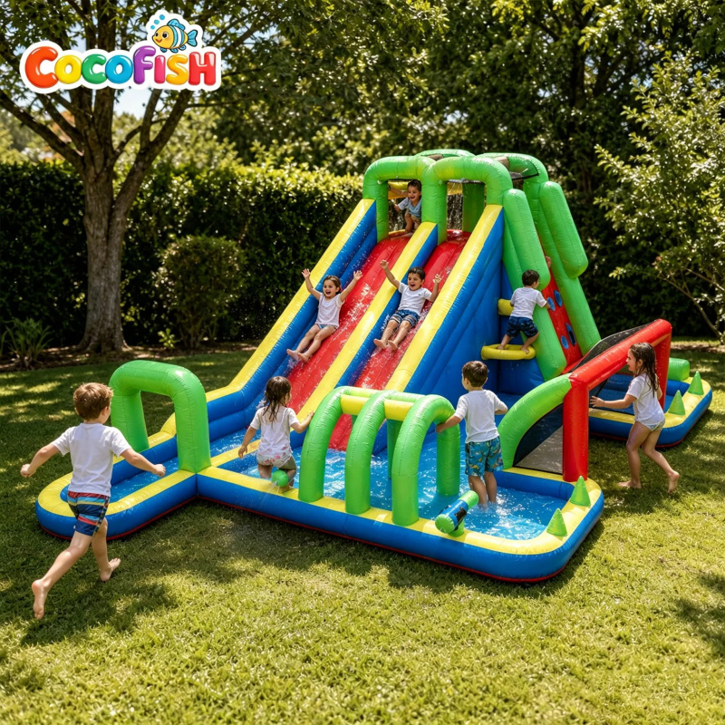 Water Slide Inflatable - Cocofish Grande Parco Acquatico Gonfiabile con