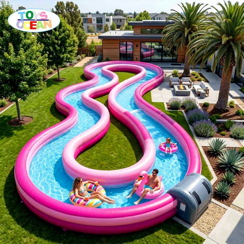 Water Slide Inflatable - Fiume Gonfiabile Commerciale, Rosa Ondulato con